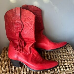 Laredo Red Leather Heeled Boots